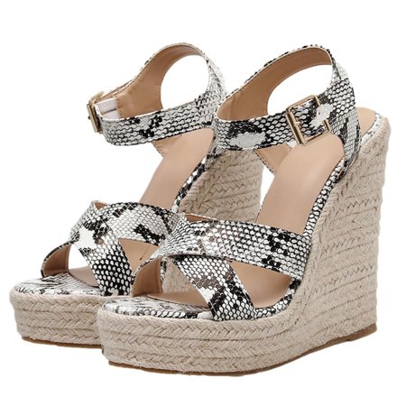 

YanHoo Platform Sandals Womens Dressy Open Toe Espadrilles Wedge Sandal Buckle Ankle Strap Stylish Wedges Sandals