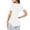 White, variant on FINALGANG Women Versatile T-Shirt Solid Color V-Neck Short Sleeve Hollow Out Curved Hem Tshirts Leisure Breathable Daily Wear