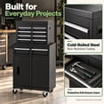 thumbnail image 3 of Enyopro 5-Drawer Rolling Tool Chest, Sliding Metal Drawer Tool Storage Cabinet, Tool Box with Brake Wheels, Black Detachable Tool Cart /w Tool Bag , Black, 3 of 8