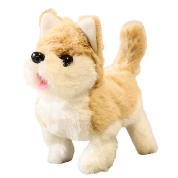 B Interactive Moving Barking Plush American Husky Light Brown Dog Toy Battery Powered Realistic Puppy For Children Kids Toddlers