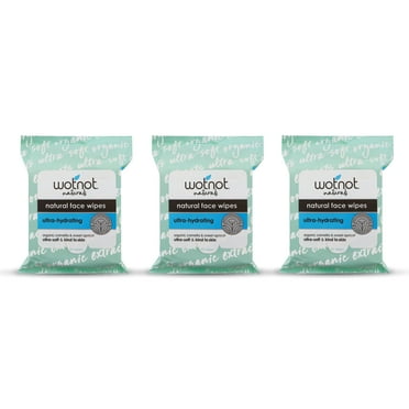 Wotnot - Natural Face Wipes, Ultra Hydrating, 25 count (Pack of 3)