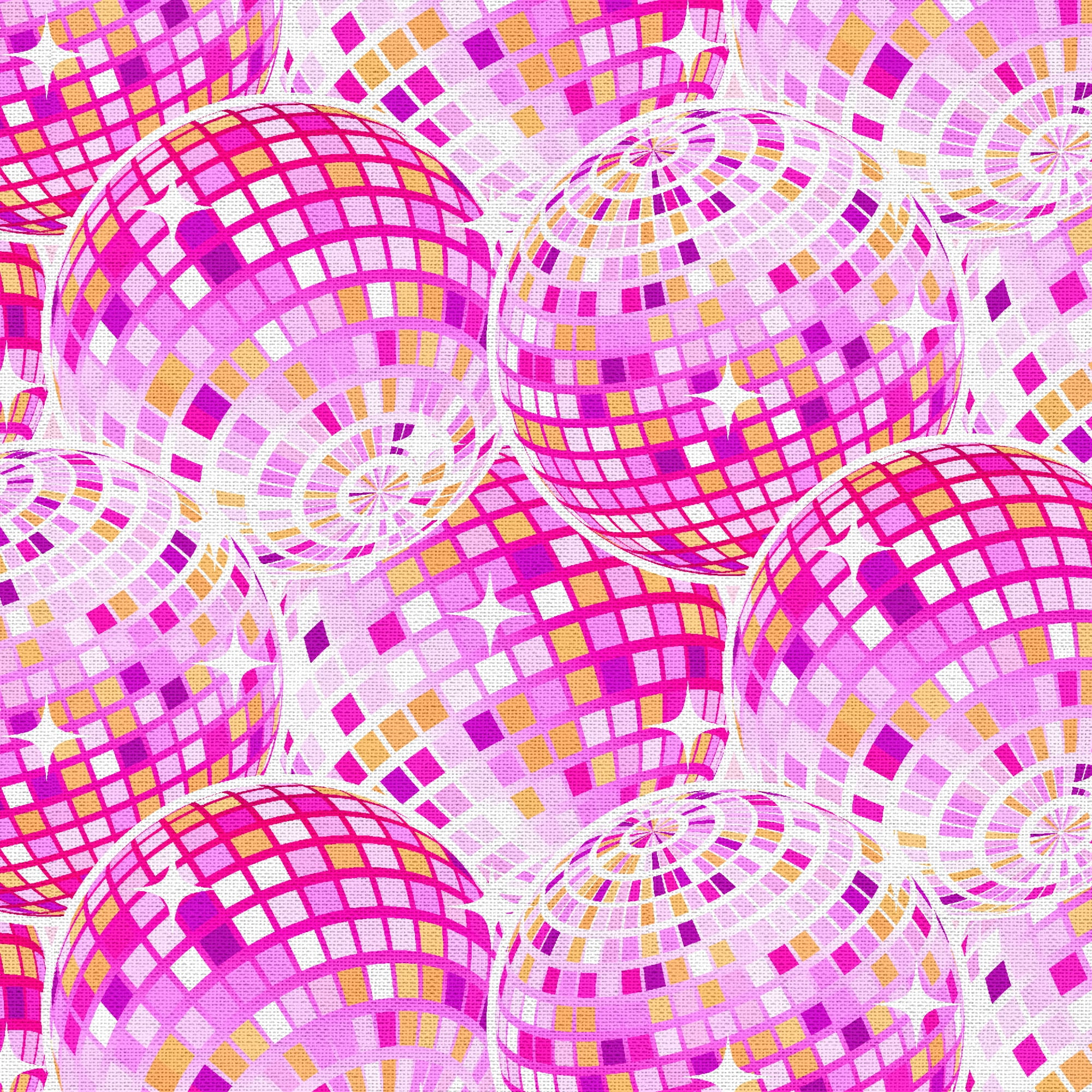 Fabric Editions 18" x 42" Cotton Disco Ball Half Yard Precut Sewing & Craft Fabric, Pink 1 Piece