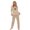 Khaki, variant on Women's Cute Cow Print Pajama Set Long Sleeve Top with Pants Flannel Sleepwear Loungewear Beige L