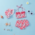 thumbnail image 2 of oqasdz Swimsuit for Girls Toddler Baby Halter Neck Bathing Suit Tankni Sets with Sun Cap Swimwear 3 Piece Outfit Summer Vacation, 2 of 6