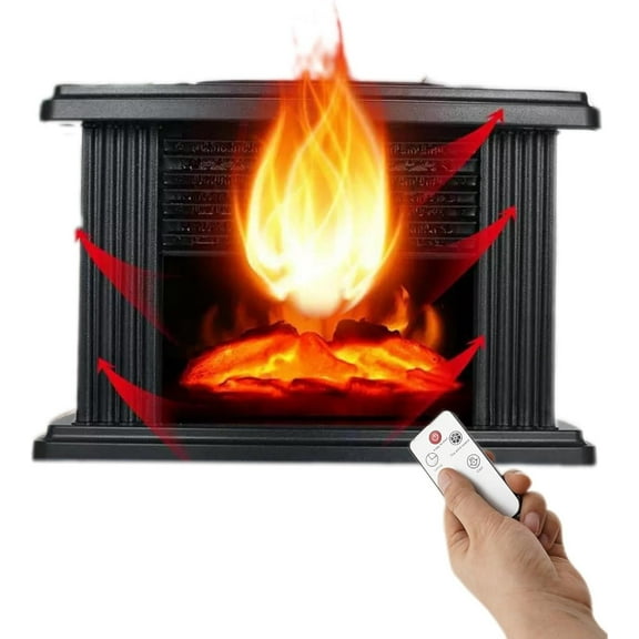 FYTPOV Space Heater, 1000W Fireplace Heater, Ceramic Heating Heaters for Indoor Use, Heater for Bedroom Office, Portable Heater Overheat Protection, Home Essentials