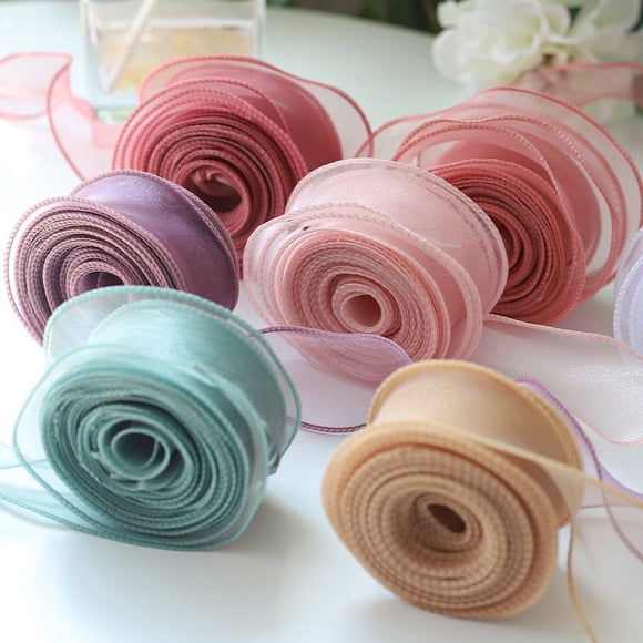 XmhyTop 10 Yards 40mm Wave Silk Gauze Organza Ribbon Bow Material for Hair Ornament Gift Wrapping Decoration Lace Ribbons (Color : Gold, Size : 40mm)