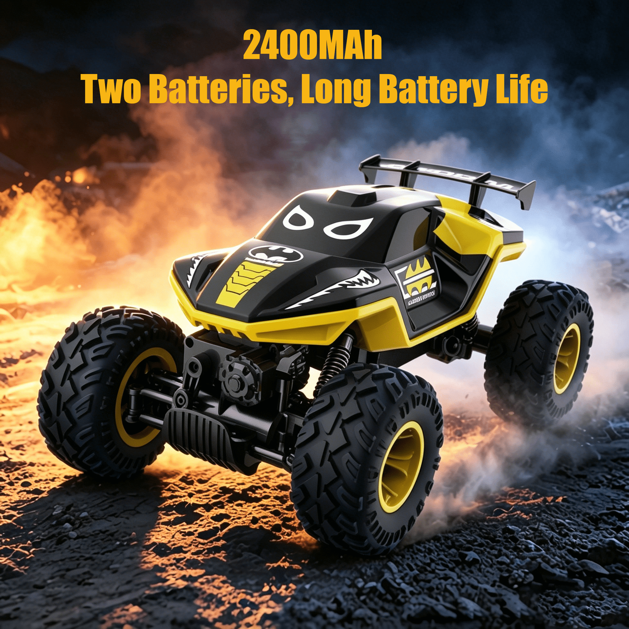 HNH 1:16 Big Monster Trucks Remote Control Car, 4WD RC Car for Kids, High-speed RC Vehicle with Two Battery