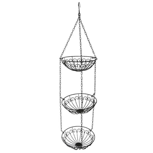 Soporte para de para Colgar de 3 Niveles, Soporte para Carrito de Almacenamiento de Alimentos, Negro perfecl Canasta de almacenamiento de frutas