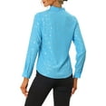 thumbnail image 3 of INSPIRE CHIC Women's Stand Collar Long Sleeve Metallic Stars Shirt XS Light Blue, 3 of 6
