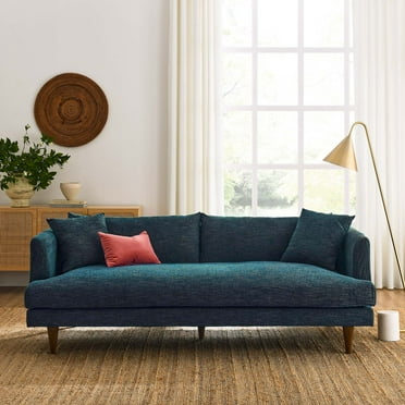 Modway Zoya Down Filled Overstuffed Sofa in Navy Fabric