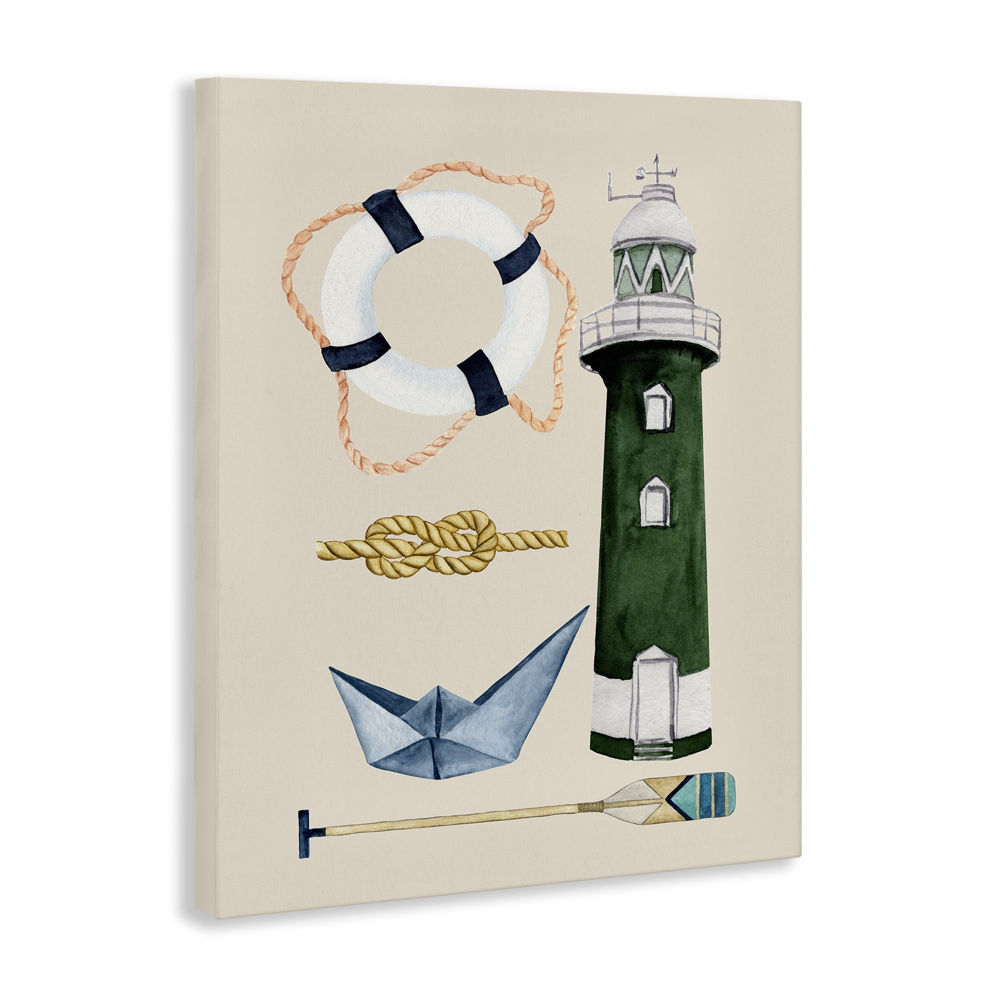 Stupell Industries Maritime Nautical Items Nautical & Beach Painting Wrapped Canvas Art Print Wall Art, 16 x 20