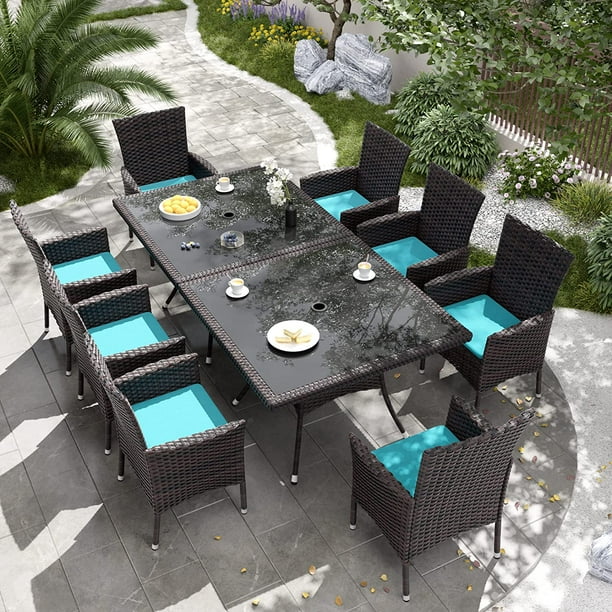 Kullavik 10Piece Patio Outdoor Dining Set, Wicker Patio Furniture Set