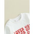 thumbnail image 6 of FEORJGP Toddler Girl Valentine’s Day Outfits Infant Baby Long Sleeve Pullover Letter Sweatshirt Crew Neck Tops + Ribbed Flare Pants Set Cute Casual Daily Clothes, 6 of 9