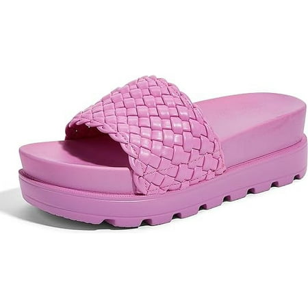 

XWQYRG Women s Platform Sandals Braided Strap Flatform Slide Open Toe Casual Summer Beach Outdoor Wedge Woven Belt Slipper