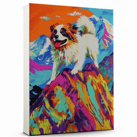 Tibetan Spaniel Dog Climbing Stretched Canvas Size 8x12 – Funny Tibetan Spaniel Dog Playing Climbing Canvas Wall Art for Sports Lovers, Pet Lovers, Home Decor