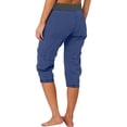 thumbnail image 4 of Yifymode Cargo Capris for Women Casual Capri Pants with Pockets Summer Hiking Pants Outdoor Pull On Cargo Pant,Dark Blue L, 4 of 4