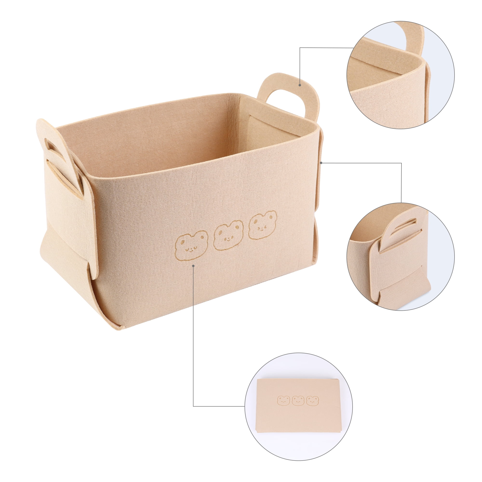 Unique Bargains 3 Pack Storage Cube with Handles Beige 7.1*5.1*4.3in