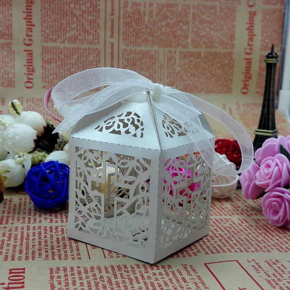 10/50/100pcs Wedding Party Favor Cross Paper Candy Gift Boxes With Ribbon