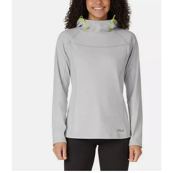 FILA Ladies' Funnel Neck Moisture Wicking Active Training Hoodie, Gray Small