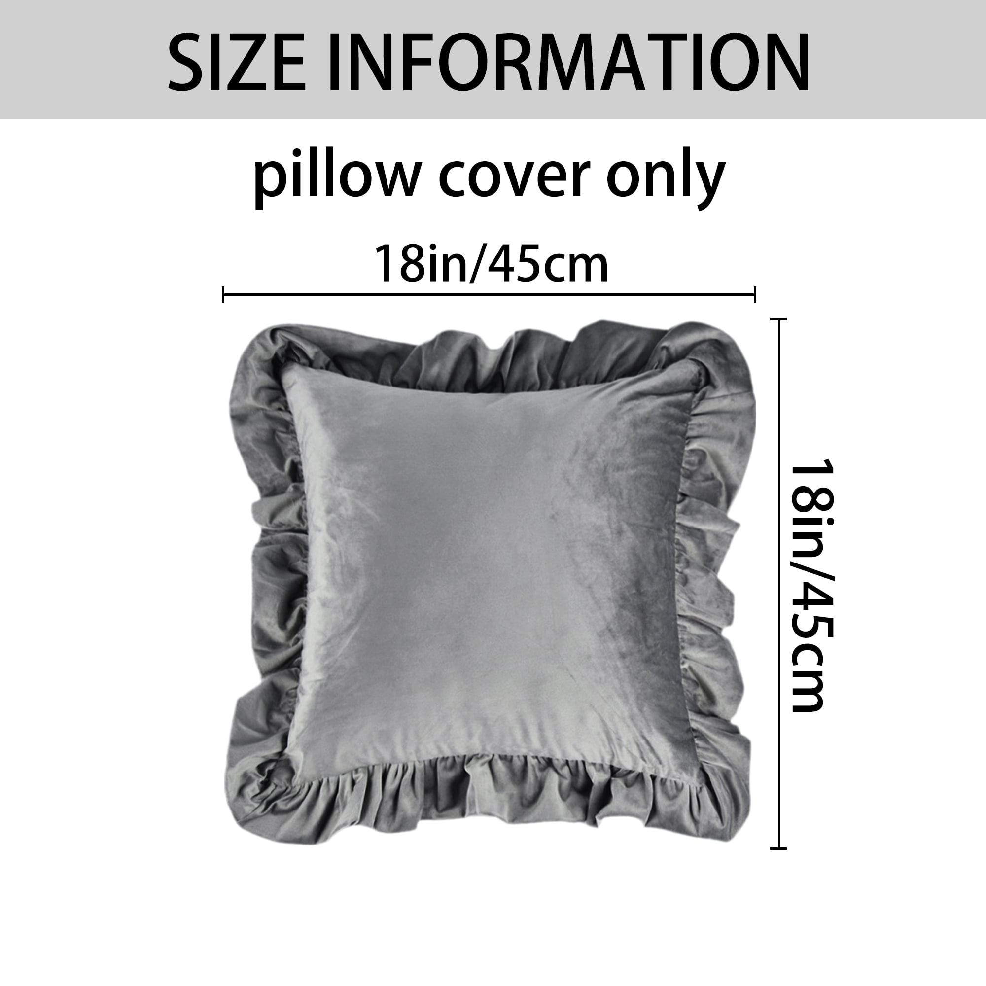 Unique Bargains 2 Pcs Scalloped Square Throw Pillow Covers Grey/Yellow 18" x 18"