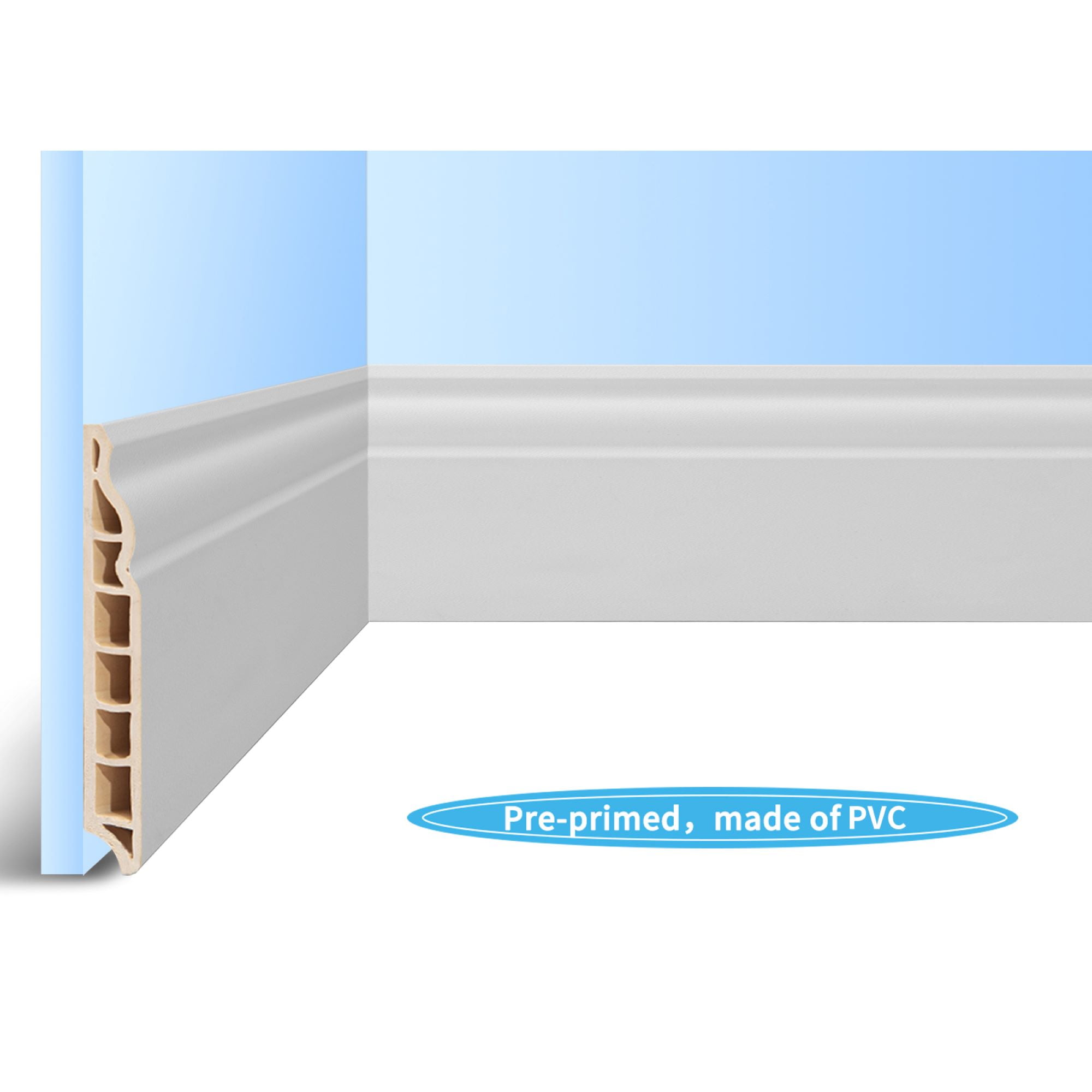 Art3d 96'' x 3.15'' Wall Baseboard Molding Trim,High Impact Polystyrene Skirting Board,Set of 4,White