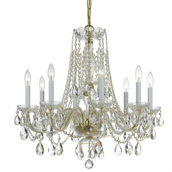 Crystal Eight Light Chandelier in Classic Style 26 inches Wide By 26 inches High-Hand Cut Crystal Type-Polished Brass Finish Bailey Street Home
