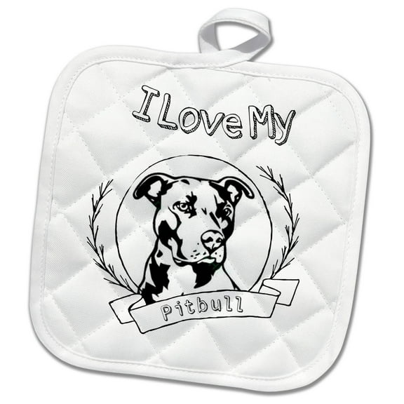 3dRose, Image of I Love My Pitbull, 8x8 Potholder
