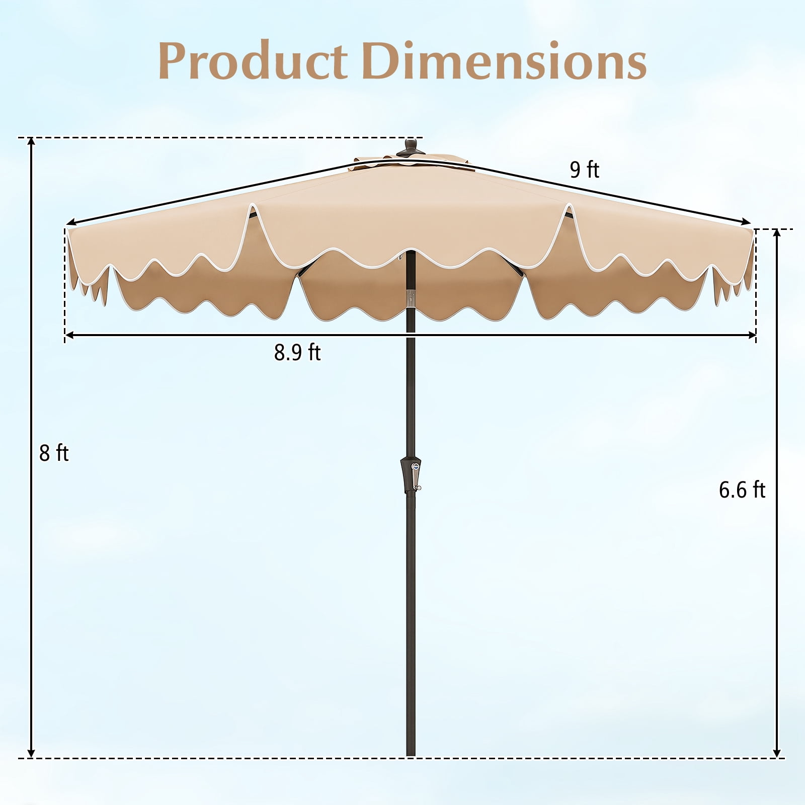 Costway 9 FT Patio Umbrella 2-Tier Market Table Umbrella with Sun-Protective Canopy Beige