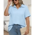 thumbnail image 6 of Oryer Womens Plus Size Tops V Neck Trendy Tunic Polo Casual Shirts Short Sleeve Womens Blouses Summer, 6 of 7