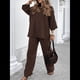 thumbnail image 4 of Traje de Dos Piezas para Mujer: Cuello Redondo, Top Básico, Pantalón . Marrón XXXL, 4 of 8