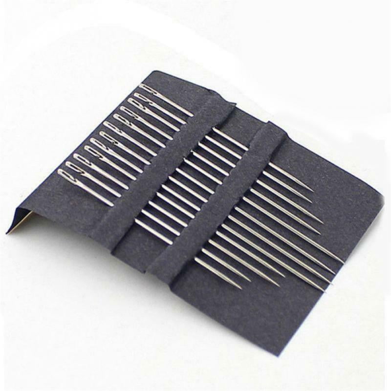 12 SELF THREADING SEWING NEEDLES EASY THREAD ASSORTED SIZES