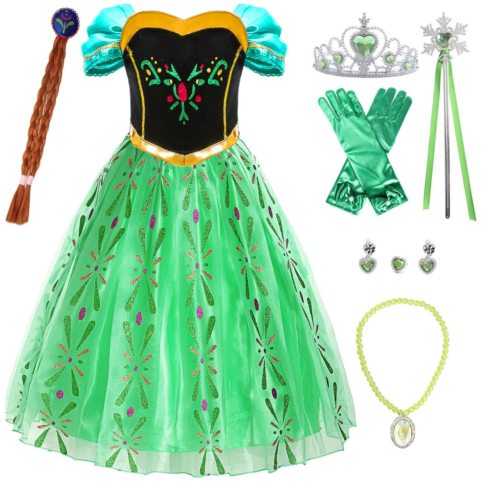 Princess Dress Up for Little Girls with Wig,Crown,Mace,Gloves