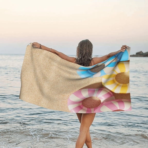 beige beach Life Ring Beach Towel Microfiber Sand Free bath towel, Lightweight Oversized Quick Dry Beach Blanket for Adults Swimming Pool Yoga Traveling Essentials Accessories Vacation Stuff 71x 31in