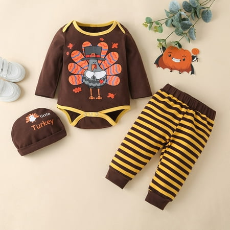 

Simplmasygenix Children s Day Kids Bodysuit Clearance Newborn Infant Baby Boys Girls Romper Thanksgiving Tops+Pants+Hat Turkey Outfits