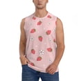 thumbnail image 3 of Uemuo Floral Strawberr Pattern Men's Sleeveless T-Shirt,Muscle Athletic Tank Top, Moisture-wicking Quick-dry Breathable Classic Tee Top for Gym Run Outdoor Sports-Small, 3 of 8