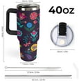 thumbnail image 2 of Embroidery Mexican Blossom 40oz Tumbler with Straw And Lid Cinco De Mayo Insulated Stainless Steel Travel Tumbler Coffee Cup Mug Water Bottle with Handle, Fits in Car Cup Holder, 2 of 6