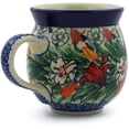 thumbnail image 2 of Polish Pottery Bubble Mug 12oz Polmedia Scarlet Flora Theme UNIKAT Hand Painted in Boleslawiec, Poland + Certificate of Authenticity, 2 of 6