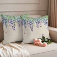 thumbnail image 2 of Spring Wisteria Pillow Covers 2 Pack Watercolor Falling Purple Floral Leaf Butterfly Linen Texture Pillowcase Waterproof Outdoor Throw Pillow Cover for Patio Garden Square Cushion 24”x24”, 2 of 9