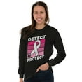 thumbnail image 4 of Detect Protect Breast Cancer Aware Women Plus Size Long Sleeve Graphic Tee Brisco Brands 2X, 4 of 5