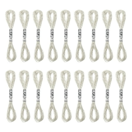 Uxcell 18 Skeins Embroidery Floss, Metallic Embroidery Thread Silver Tone