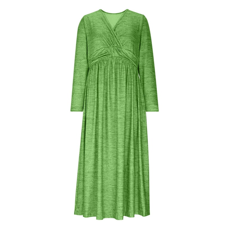 Mifsaly Long Sleeve Maxi Dress for Women V-Neck Plus Size Summer Dresses  Flowy Beach Vacation Outfits with Pockets 2026 XXXL