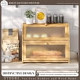 thumbnail image 2 of Bread Box for Kitchen Countertop Bin Double Layer Bread Box Storage Container Extra Large Capacity Farmhouse with Diamond Pattern Windows (Natural, Large), 2 of 14