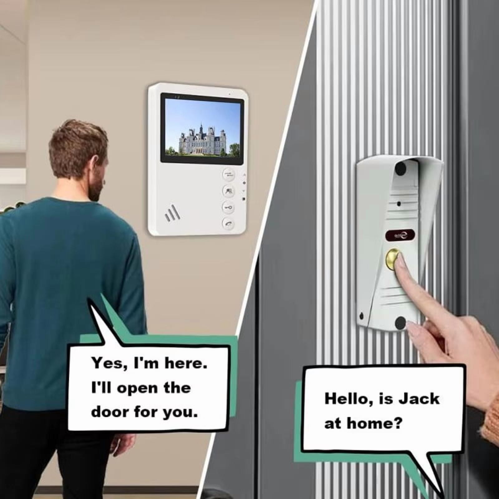 ANJIELO SMART Wired Video Apartment Intercom Door Phone Doorbell System,Handsfree Waterproof Outdoor Doorbell Indoor Monitor One Key Unlock for Home Villa