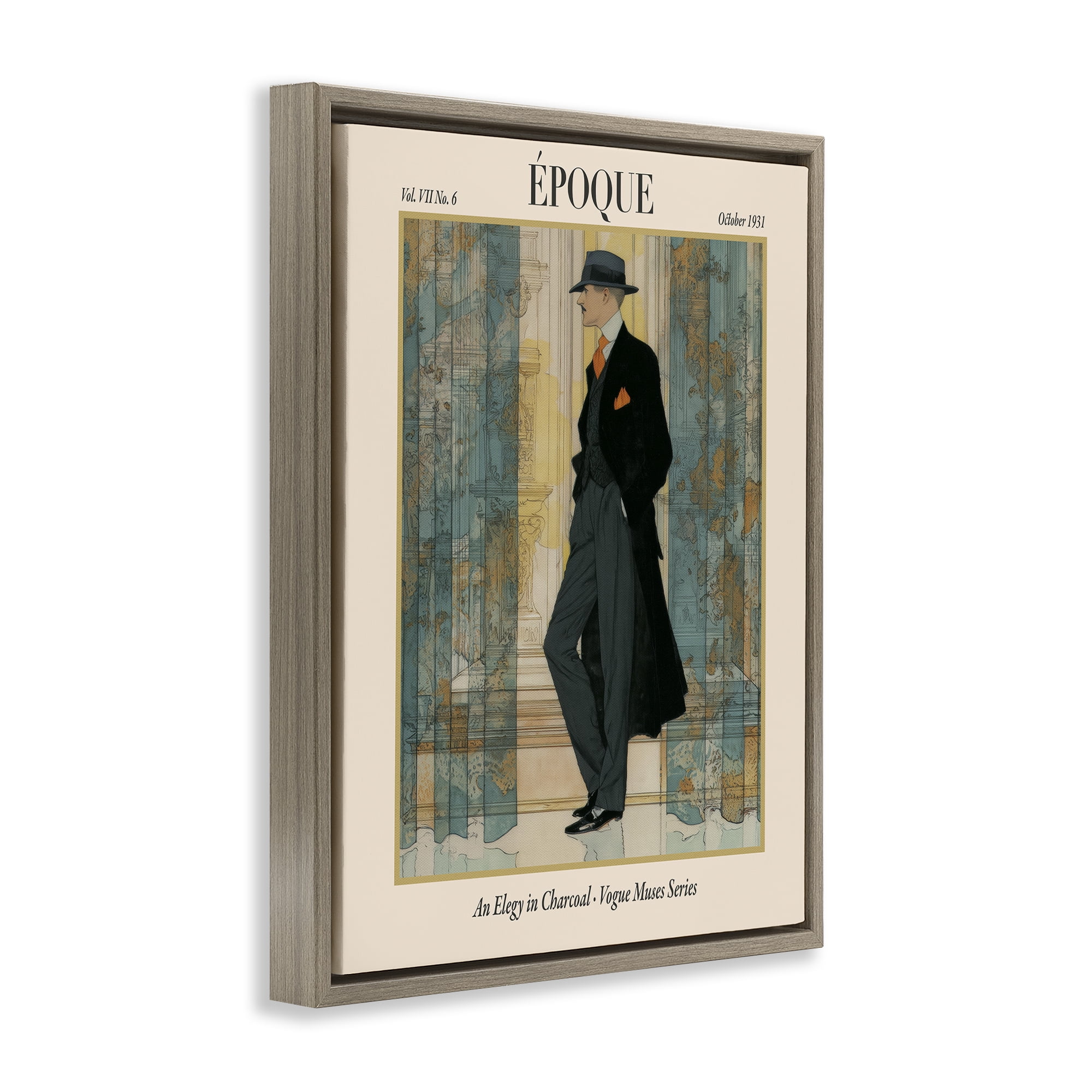 Stupell Industries The Gentleman Magazine Brown Framed Floater Canvas Wall Art, design by A Barefoot Stylist