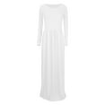 thumbnail image 2 of Dyfzdhu Long Sleeve Dresses for Women Casual Round Neck Solid Color Maxi Dress Slim A-Line Long Underlay Dress White, 2 of 4