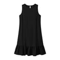 thumbnail image 7 of Women's Summer Sleeveless Crew Neck Midi Dress Ruffle Hem Tiered Flowy A-Line Dress Casual Loose Fit Lightweight Breathable Sun Dress For Beach Vacation, 7 of 7