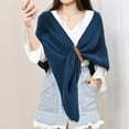 thumbnail image 2 of HNMKIU Women Fashion Solid Hollow Out Buckle Big Triangle Cape Cloak Warm Decorative Scarf Split Style Blue,One Size, 2 of 6
