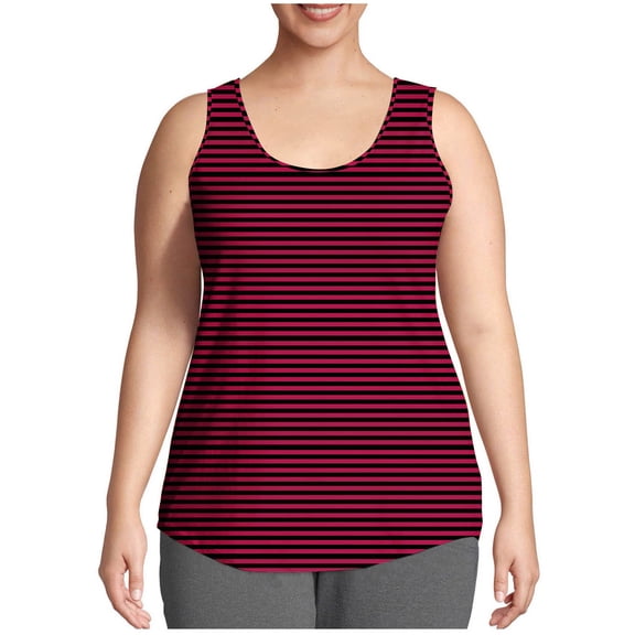fatyb Plus Size Women's Tank Tops Sleeveless Striped Tshirts Loose Tunic Womens Casual Summer Blouses