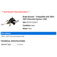 thumbnail image 2 of Brake Booster - Compatible with 2004 - 2007 Chevy Express 1500 2005 2006, 2 of 2