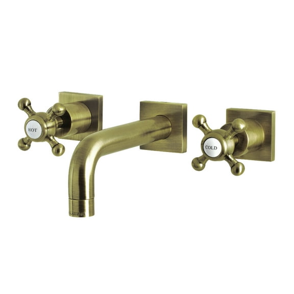 Kingston Brass KS6123BX Metropolitan Double-Handle Wall Mount Bathroom Faucet, Antique Brass